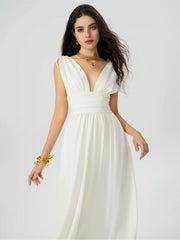 V-neck Ruffle Backless Maxi Dress