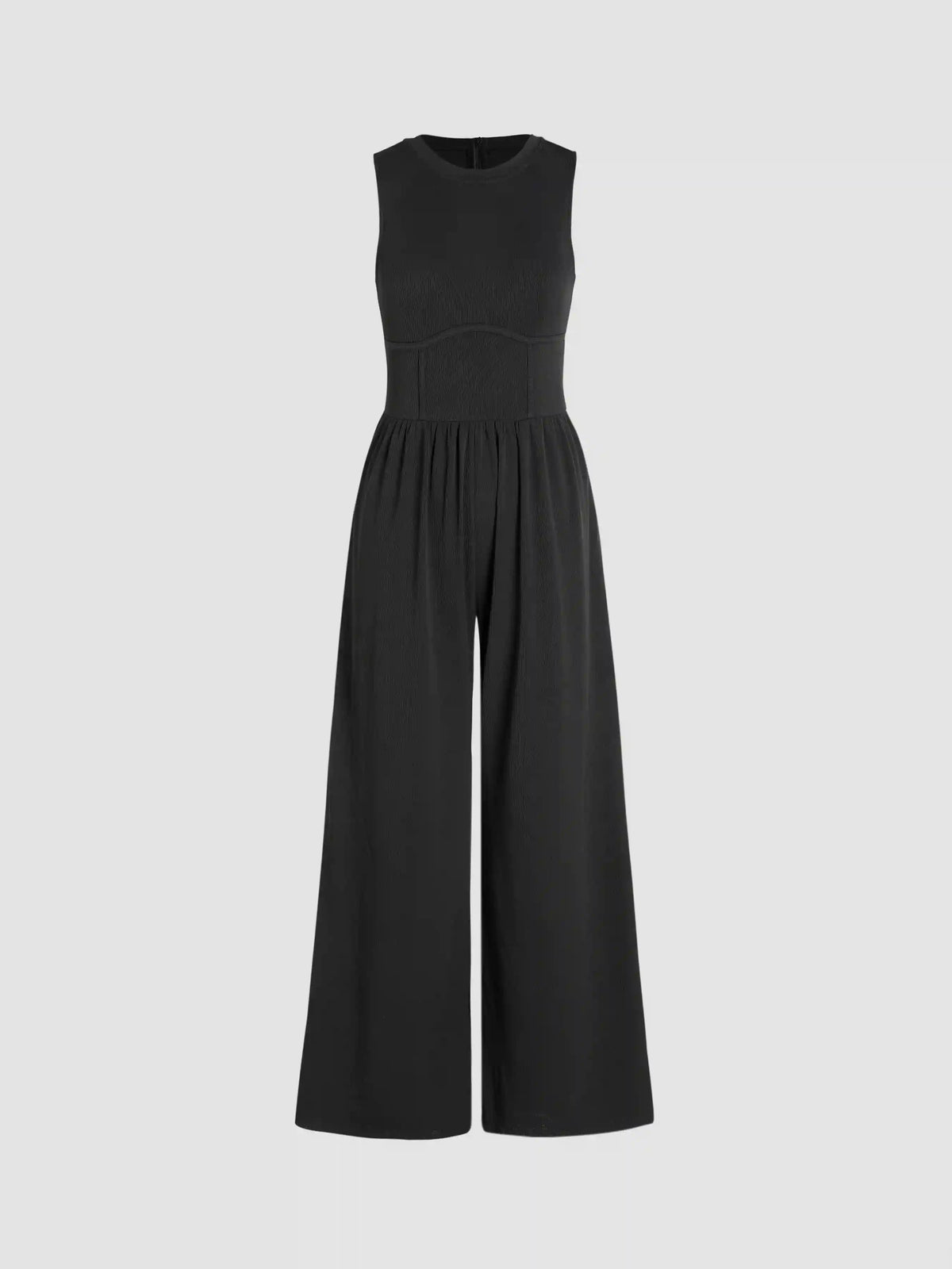 Solid Sleeveless Wide Leg Jumpsuit