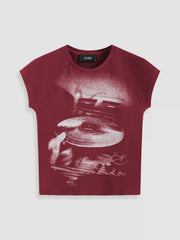 Jersey Round Neckline Graphic Short Sleeve Tee