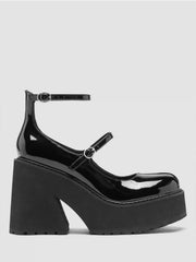 Chunky Heeled Double Strap Mary Jane Shoes