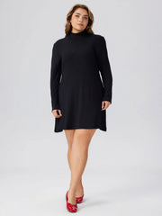 High Neck Solid Mini Dress Curve & Plus