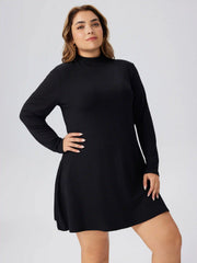 High Neck Solid Mini Dress Curve & Plus