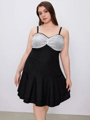 Sequin Sweetheart Ruffle Knitted Mini Dress Curve & Plus