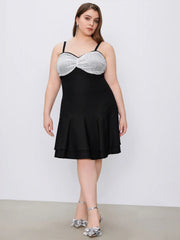 Sequin Sweetheart Ruffle Knitted Mini Dress Curve & Plus