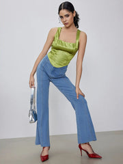 Stretch Denim High Waist Flared Jeans