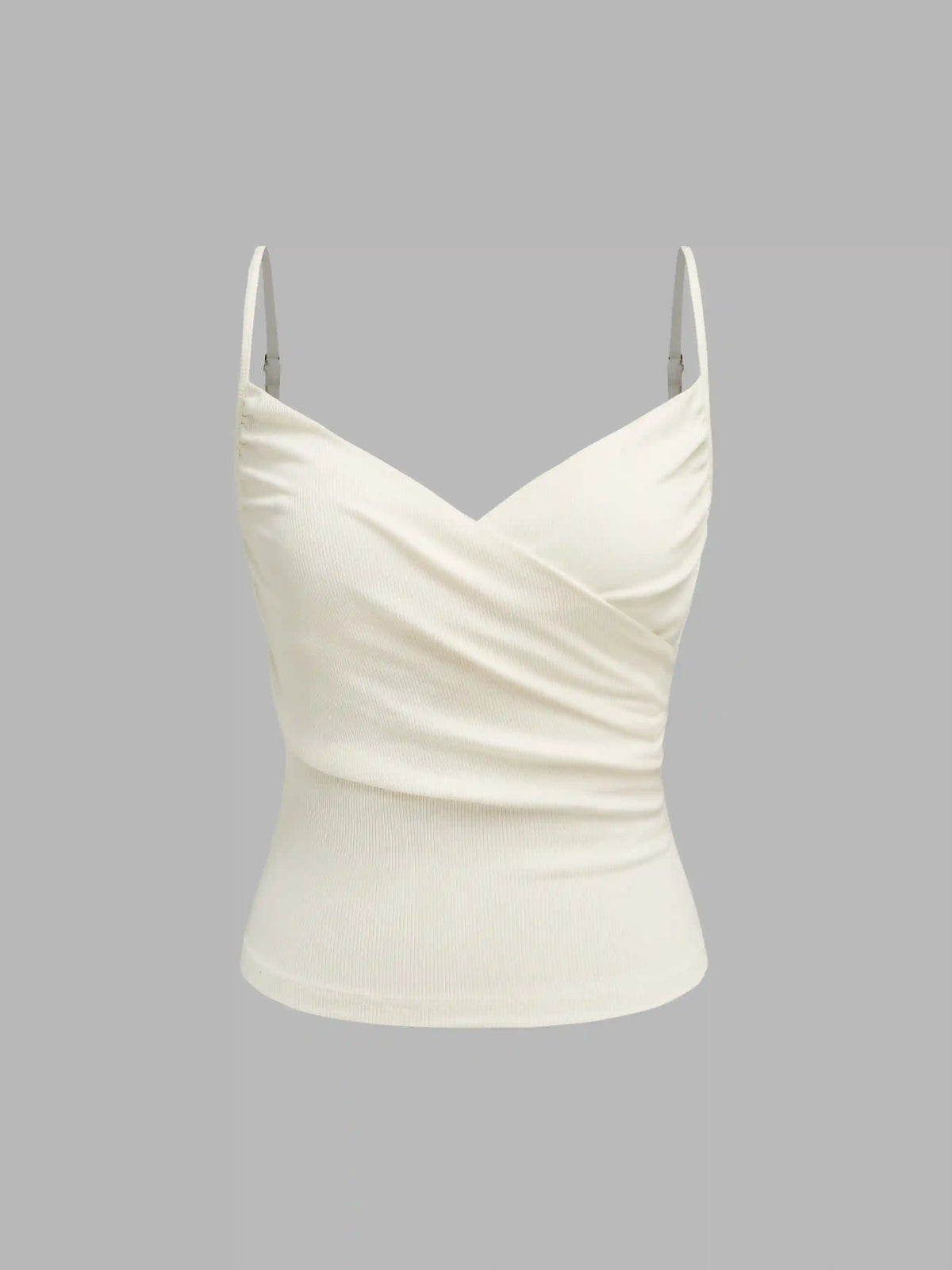 V-neck Solid Ruched Cami Top