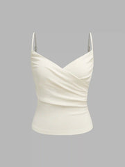 V-neck Solid Ruched Cami Top