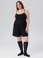 Lace Ruched Crop Cami Top & Shorts Loungewear Set Curve & Plus