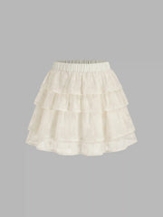 Woven Mid Rise Tiered Mini Skort