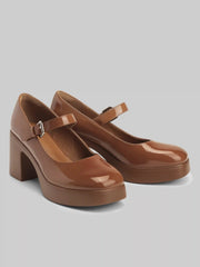 Classic Chunky Heeled Single Band Mary Jane Shoes