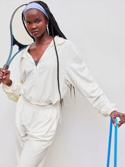 Ruched Sleeve Uv-proof Zipper Jacket