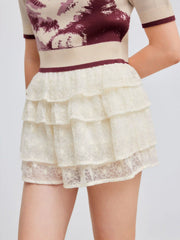 Woven Mid Rise Tiered Mini Skort