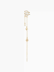 1pc Whimsigoth Star & Moon Chain Charm Earring