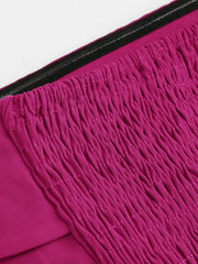 Solid Shirred Tube Top & High Waist Pants Set