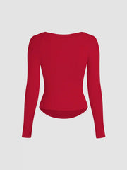 Round Neckline Solid Long Sleeve Tee