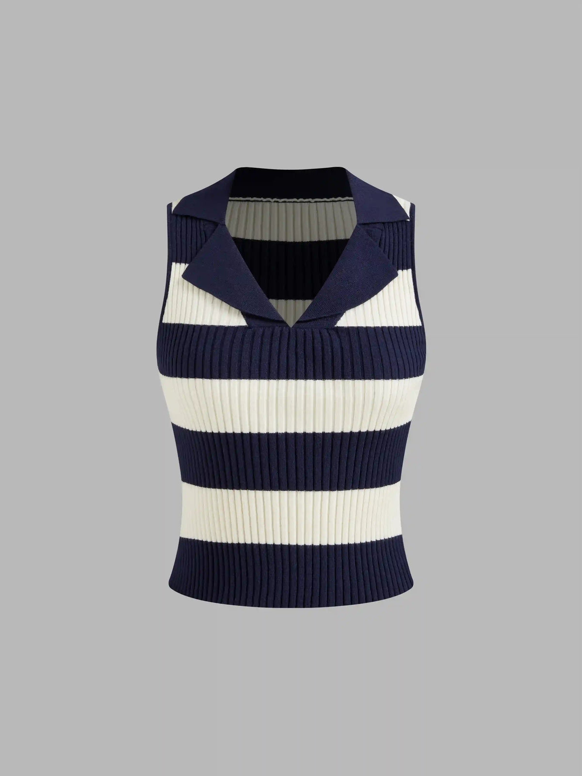 Knit Collar Striped Tank Top