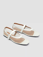 FAUX LEATHER MESH MARY JANE FLATS