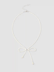 FAUX PEARL BEADED BOWKNOT CHOKER
