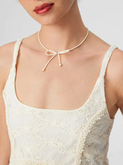 FAUX PEARL BEADED BOWKNOT CHOKER