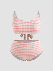 Scoop Neckline Striped Bracelet Cheeky Bikini Set Curve & Plus