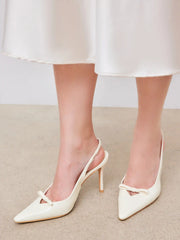 FAUX LEATHER POINTED TOE HEELS