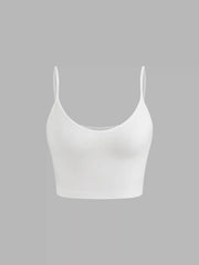 Round Neckline Solid Crop Cami Top With Mid Rise Abstract Knotted Mini Skort