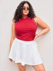 CIDERAIRY™ Collar Contrasting Binding Button Crop Top Curve & Plus
