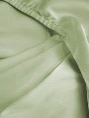 Satin Cowl Neck Solid Ruffle Hem Maxi Dress