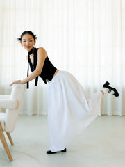 V-Neck Lace Trim Waistcoat With Scarf