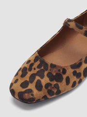 LEOPARD PRINT FAUX SUEDE MARY JANE FLATS