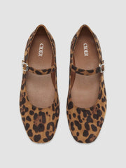 LEOPARD PRINT FAUX SUEDE MARY JANE FLATS