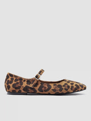 LEOPARD PRINT FAUX SUEDE MARY JANE FLATS