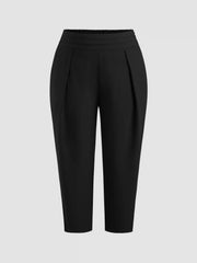 High Waist Solid Tapered Trousers Curve & Plus