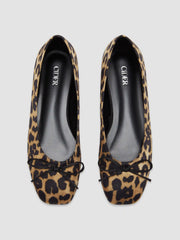 BOWKNOT LEOPARD PRINT SATIN MARY JANE FLATS