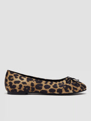 BOWKNOT LEOPARD PRINT SATIN MARY JANE FLATS