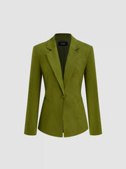 Jacquard Collar Floral Pocket Knotted Button Blazer