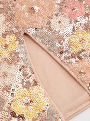 Sequin Scoop Neckline Floral Split Mini Dress Curve & Plus