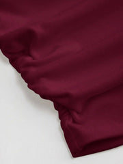 Boat Neck Ruched Solid Crop Tank Top
