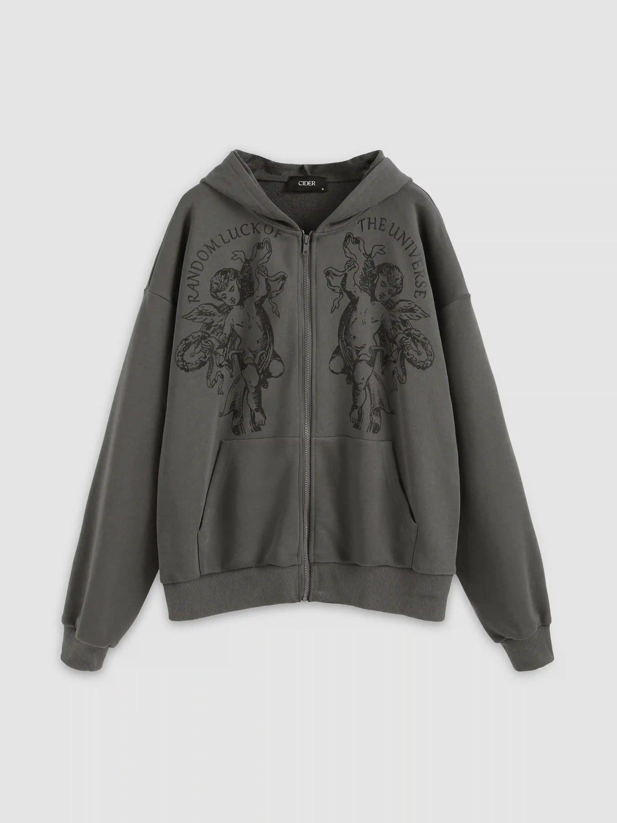 Figure Zipper Up Oversized Hoodie