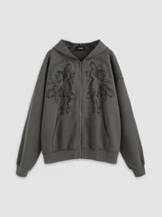 Figure Zipper Up Oversized Hoodie