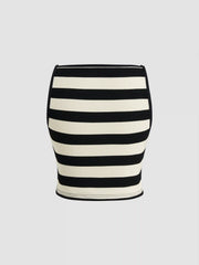 Boat Neckline Striped Crop Tank Top & Linen-blend High Rise Pleated Wide Leg Trousers