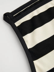 Boat Neckline Striped Crop Tank Top & Linen-blend High Rise Pleated Wide Leg Trousers