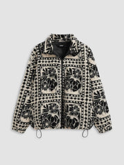 Printed Fleece Zip Front Jacket