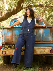 Denim V-neck Button Vest Curve & Plus