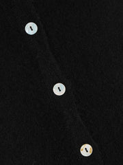 Knit Round Neckline Solid Button Cardigan