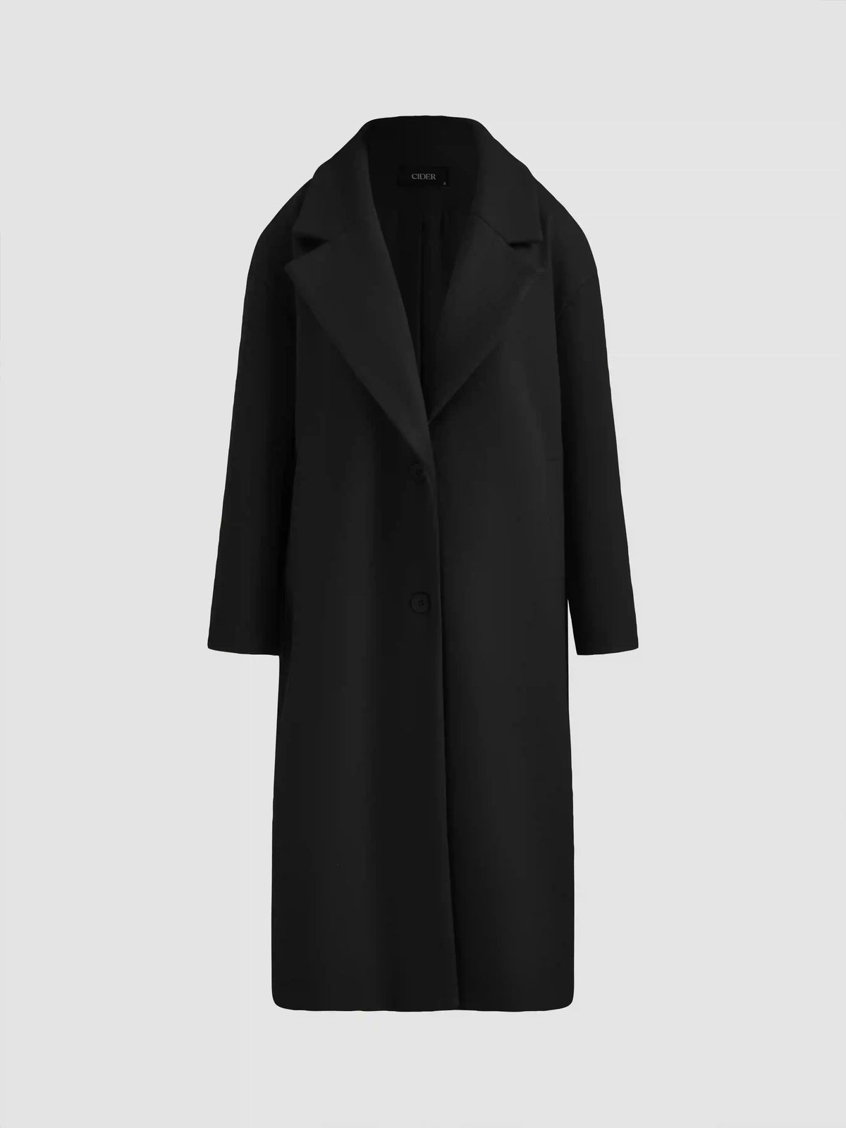 Oversized Wool-Look Lined Coat With Pocket