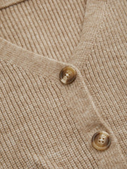Knit V-neck Solid Button Crop Cardigan