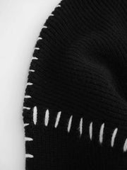 Knit Round Neck Solid Stitch Long Sleeve Sweater