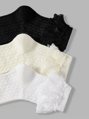 3 PAIRS LACE TRIM CREW SOCKS