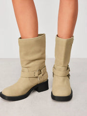 BUCKLE CHUNKY HEEL ANKLE BOOTS